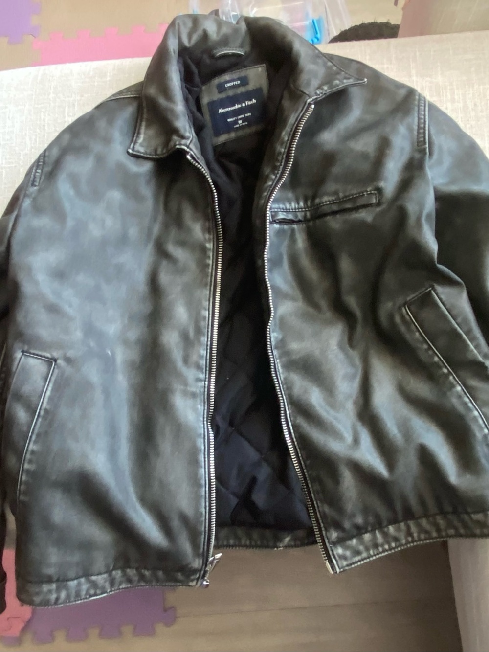 Abercrombie & Fitch Black Men's Leather Bomber Jacket